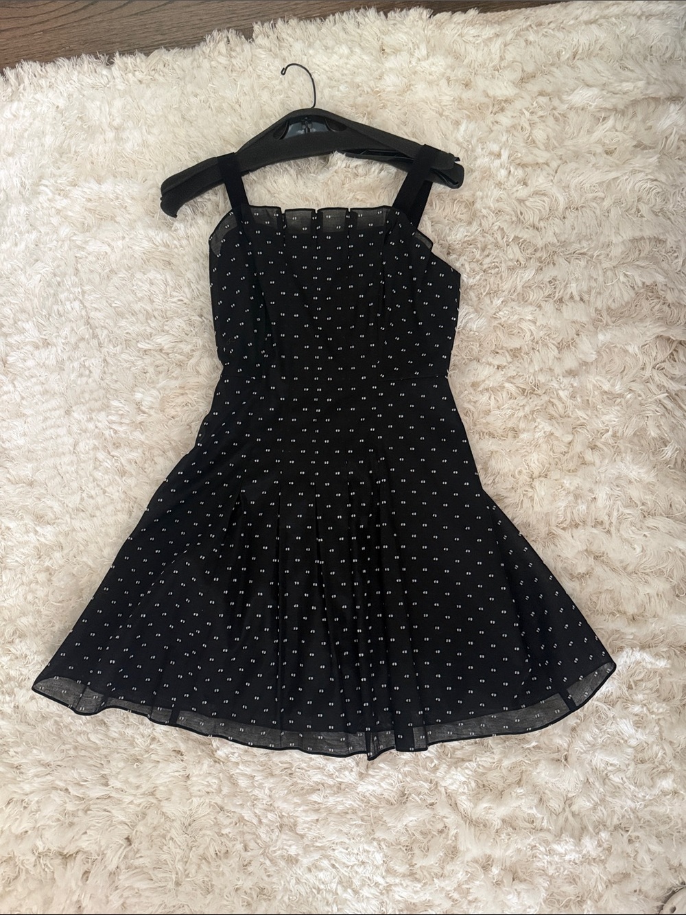 Rebecca Taylor Black Polka Dot Fit-and-Flare Dress